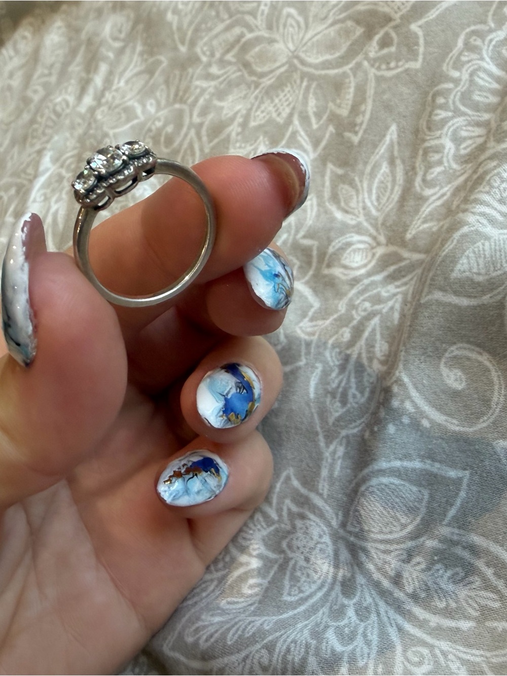 Pandora Silver Halo Ring with Clear Stones - Women's Jewelry size 8 3 diamonds - Picture 3 of 6